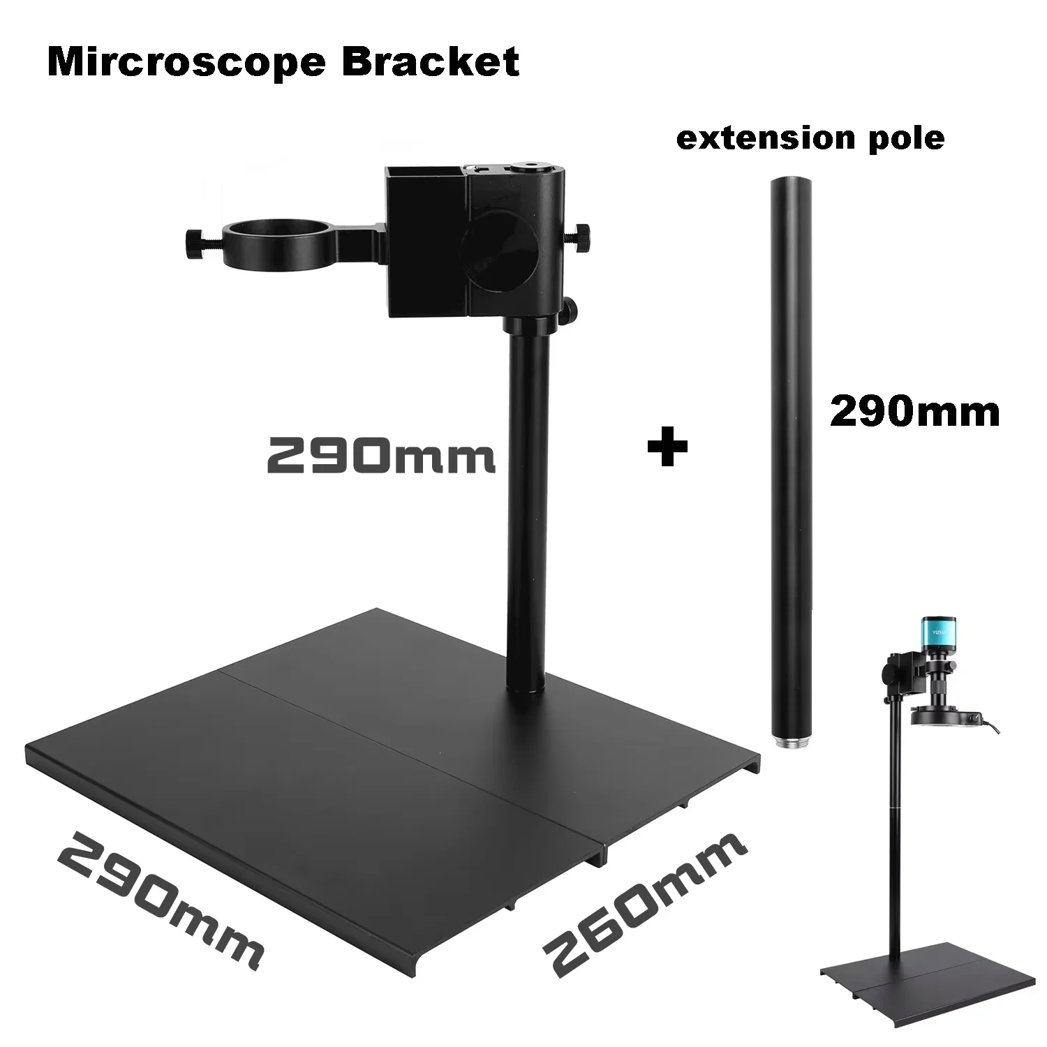 

Aluminum Alloy Mircoscope Base Adjustable Focusing Bracket Focusing Holder Table Stand 42mm 50mm For Zoom Lens Microscope Camera