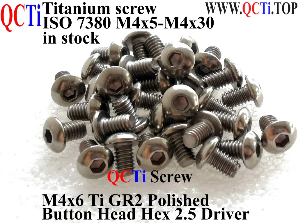 ISO 7380 M4 Titanium screws M4x5 M4x50 M4x6 M4x45 M4x40 M4x35 M4x30 M4x25 M4x22 M4x20 M4x18 M4x16 M4x15 M4x14 Button Head Ti GR2