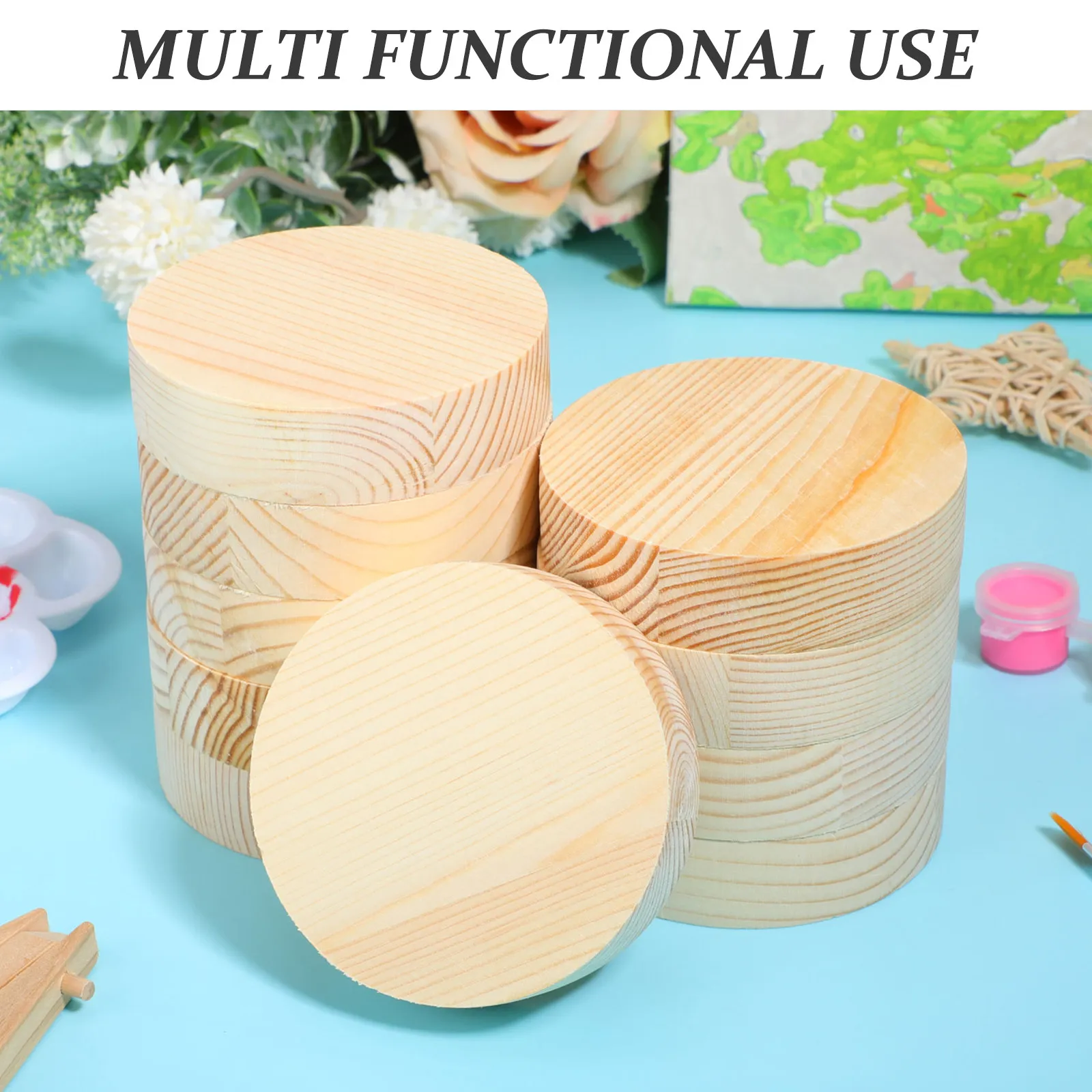 12Pcs Unfinished Pine Wood Rounds Blank Small Wooden Circles for DIY Crafts Painting Drawing and Decorations
