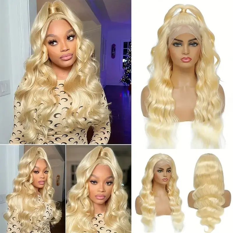 13X4 HD Lace Wigs Human Hair 150% Blonde 613 Frontal Blonde Color 18 34 Inch Body Waves Glue-Free Waves Wig