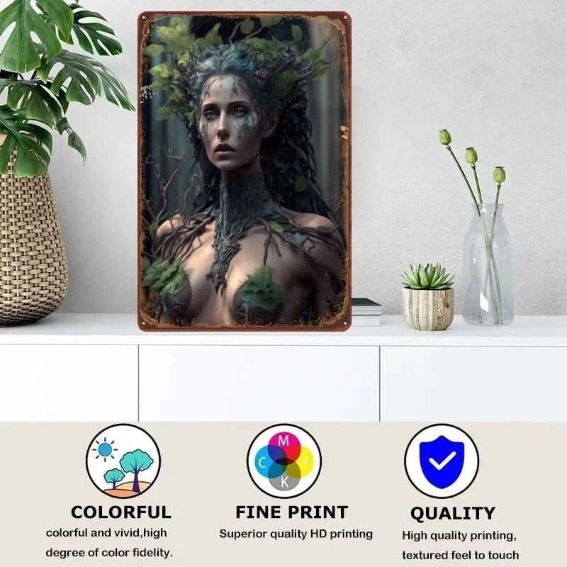 Cyberpunk Dryad Decoration Wall Art Mural Custom Metal Signs Retro Tin Sign Decorating for Pub Club Garage Game Room Poster Home