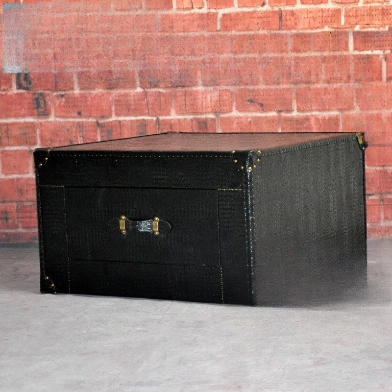 

Industrial wind leather square coffee table, coffee shop, reception room hotel bar KTV side table