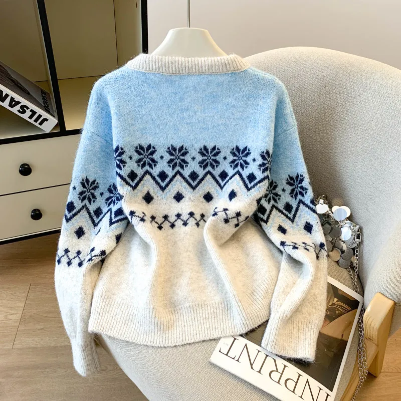 Korean Contrast Color Gradient Short Knit Sweater Women Cardigan Jacket Fashion Lace Lace-Up O-Neck Long Sleeve Ladies Knitwear