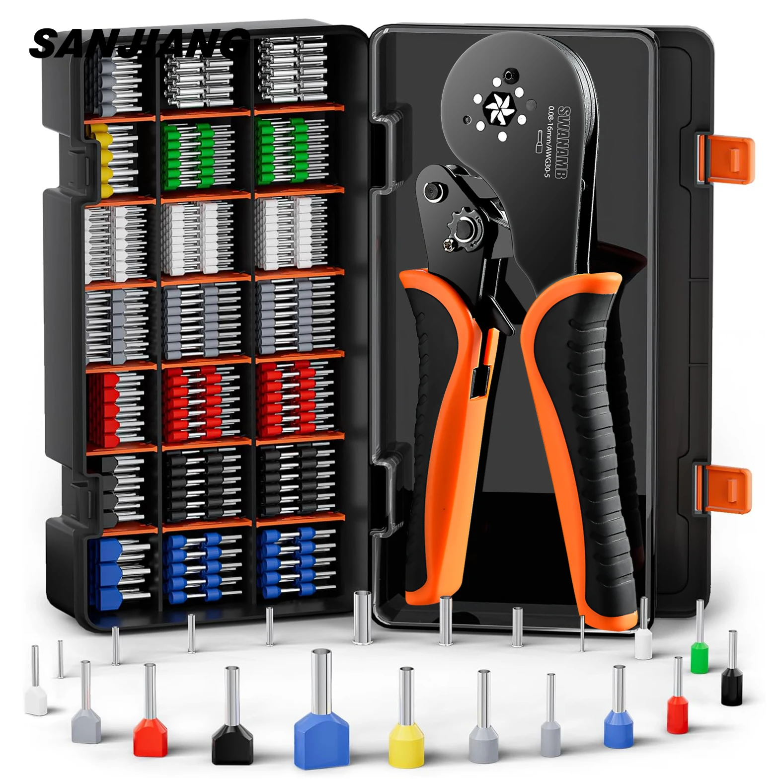 Ferrule Crimping Tool kit HSC8 16-6 0.08-16 AWG30-5 Self-Adjusting Hexagonal Wire Ferrule Crimper Set Wire End Ferrule Terminals