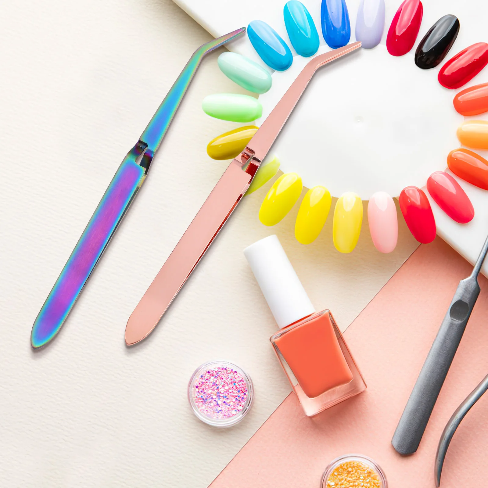 

2Pcs Fashionable Nail Shaping Tweezers Eye-Catching Hues Reliable Build High Precision Tool for Nail Care and Creative Projects