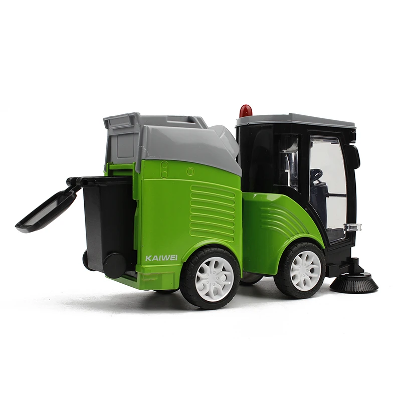 New Alloy Sweeper Model Diecast Road Cleaning Refuse Bin Classification Sanitation Vehicles Car Model Sound and Light Kids Gifts