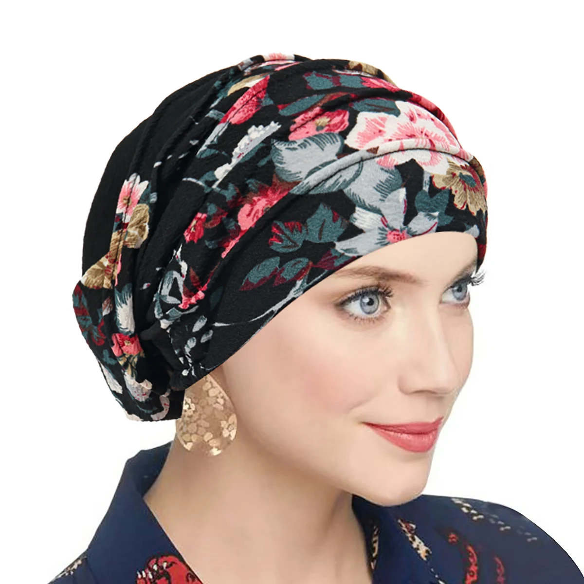 Trendy Gedruckt Blume Kappe Nacht Schlaf Kappe Muslimische Frauen Hijab Leopard Motorhaube Damen Kopftuch Bequem Hut Wrap