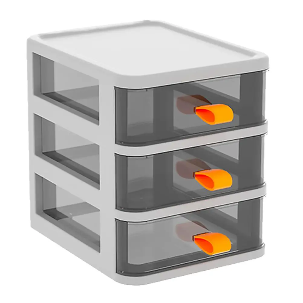 Three Tier Drawer Style Box Small Storage White Visible Cabinet Home Office Tidy Container ganize Desktop Cosmetics