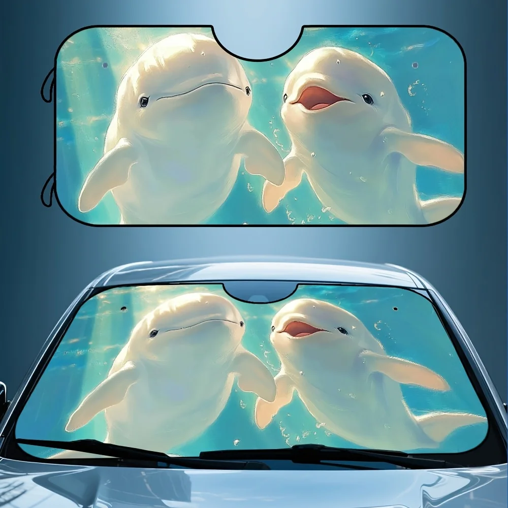 

1 шт., милый козырек от солнца на лобовом стекле с изображением океана «Блуга Киты» и художественным принтом, складной солнцезащитный козырек для автомобиля, идеально подходит для Dail