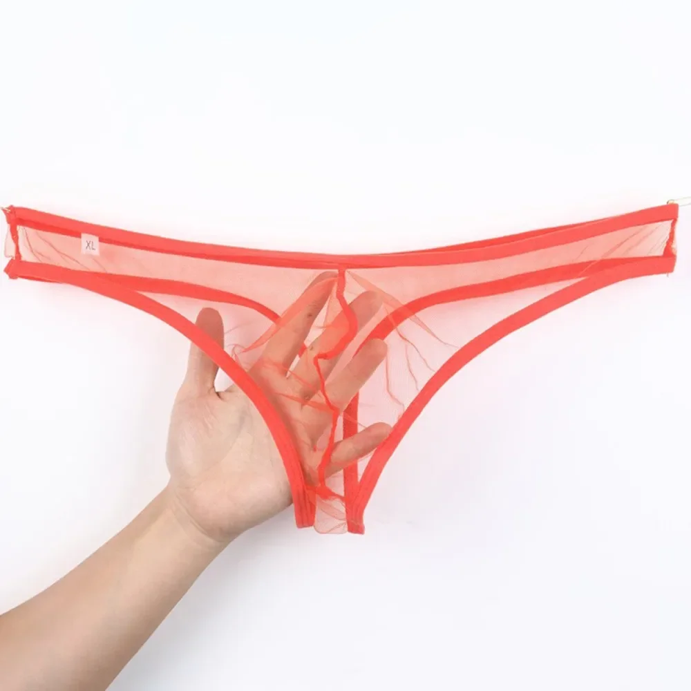 

Mens See Through Briefs Low Waist Panties Fine Mesh Breathable G-string Thongs Large Size Panties Gay Sissy Bulge Pouch Lingerie