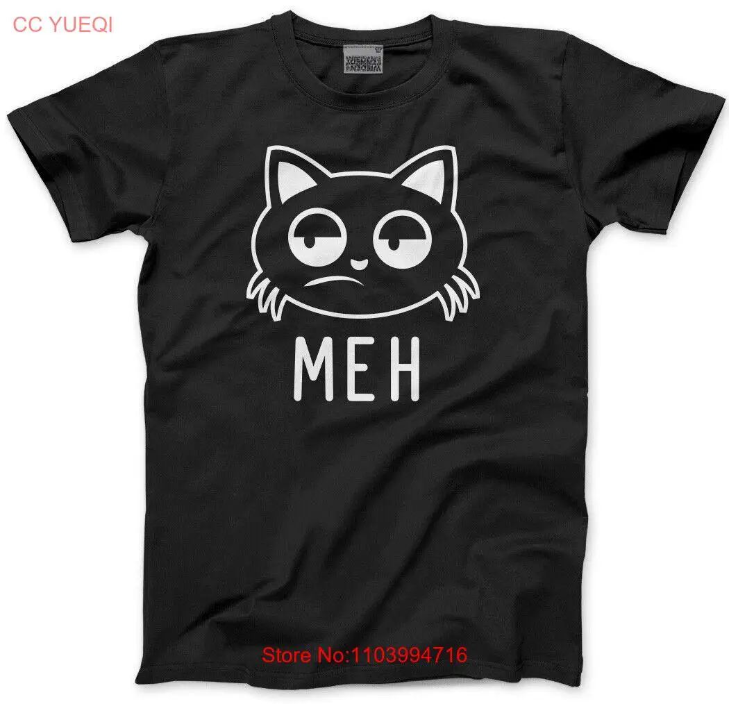 Meh Cat Men Unisex T-Shirt Funny Cat Lover Gift Pet Lazy Sloth Crazy Cat Present