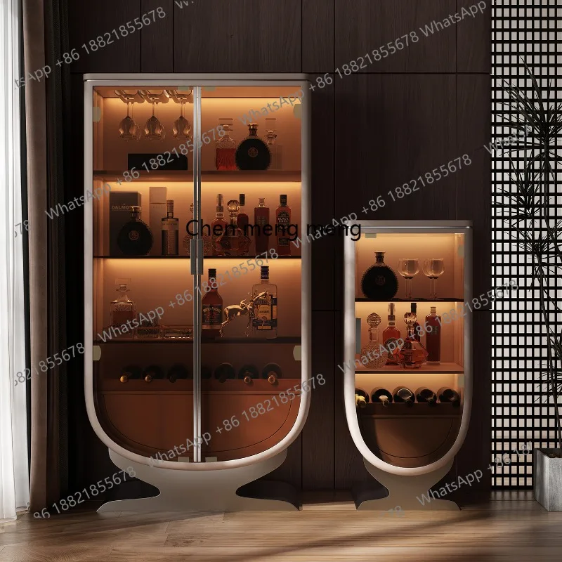 

Light luxury double door wine cabinet large flat floor living room wall designer glass display cabinet wine cabinet