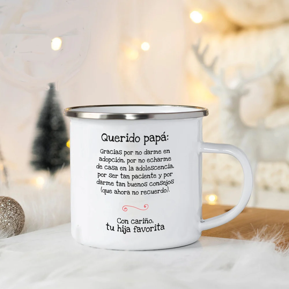 World\'s Best Dad and Mom Print Coffee Mug Unique Fathers Day Gift and Mothers Day Gifts Drink Wine Juice Tea  Enamel Mug Present