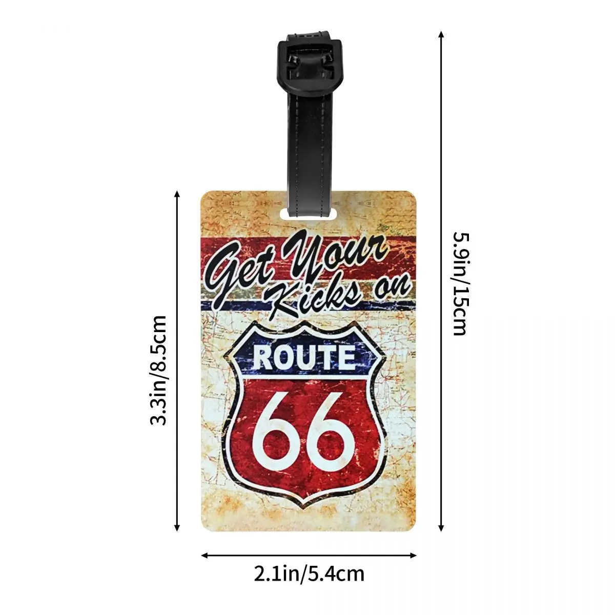 Etiqueta de bagagem personalizada American Road Route 66 para malas, capa de privacidade, nome, cartão de identificação