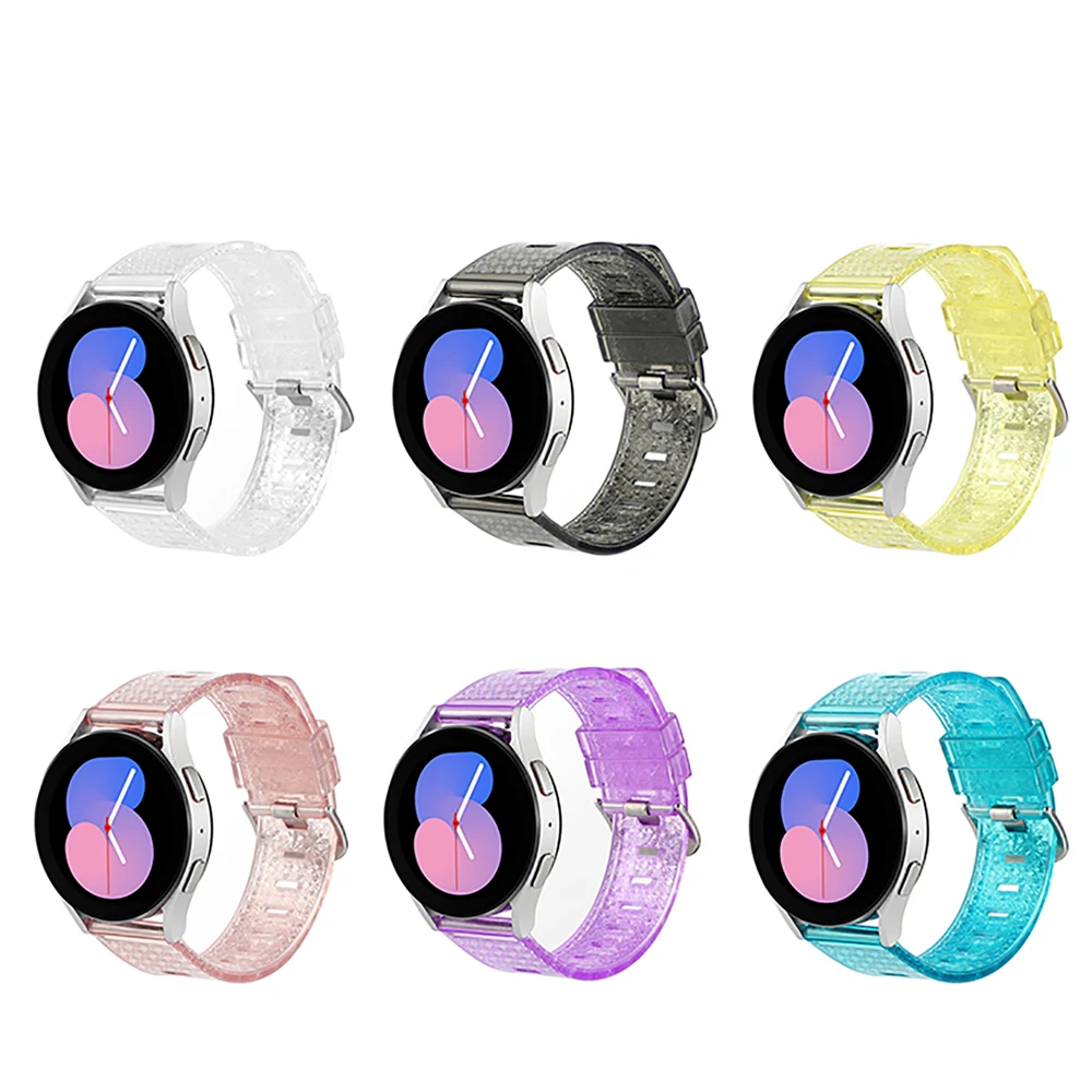 20mm TPU Shiny Strap Transparent Colorful Wristband Sparkled In Light For Samsung Watch 5/ 5pro/ 4/ 4classic For Huami/Garmin