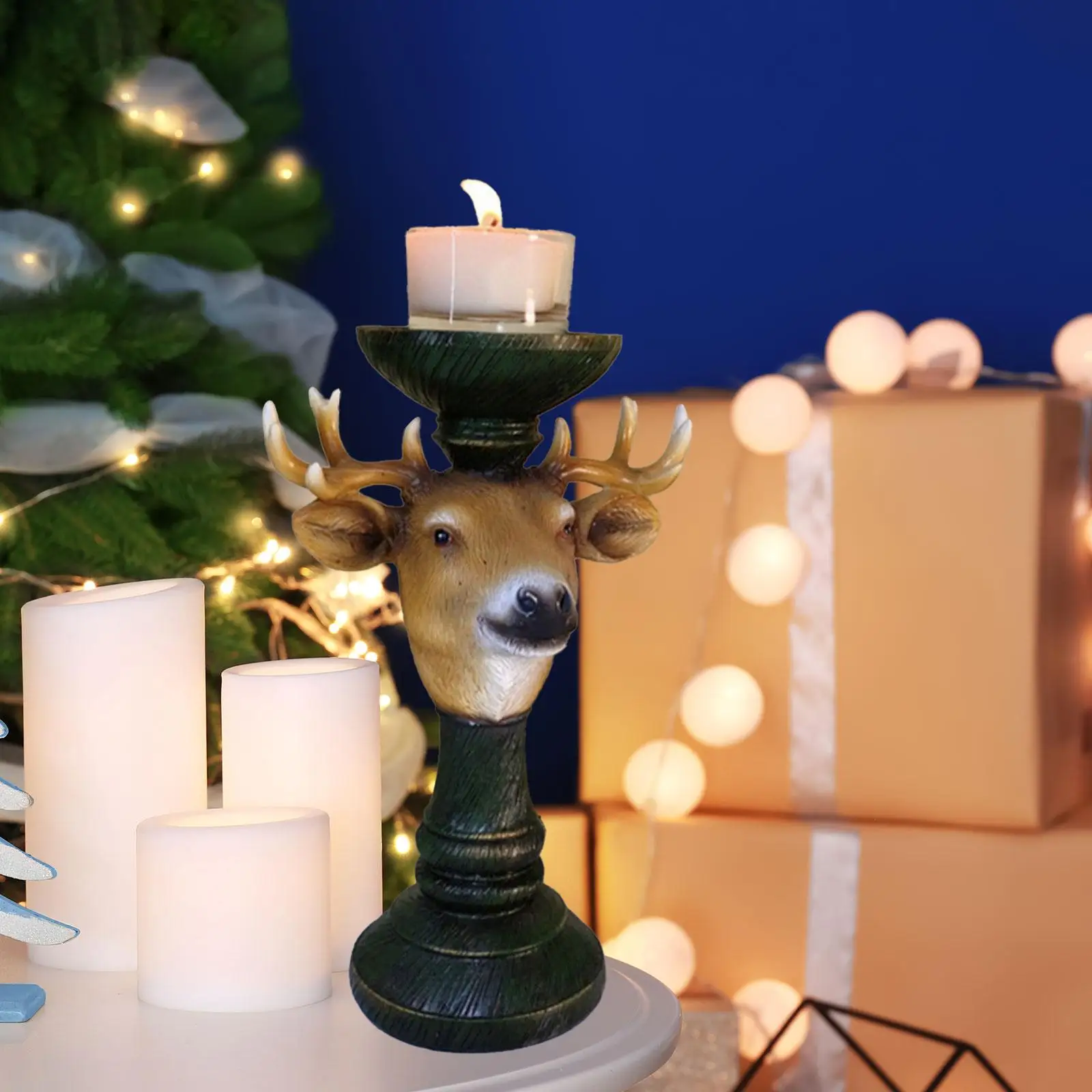 Deer Candlestick Elk Resin Statue Party Christmas Reindeer Candle Holder