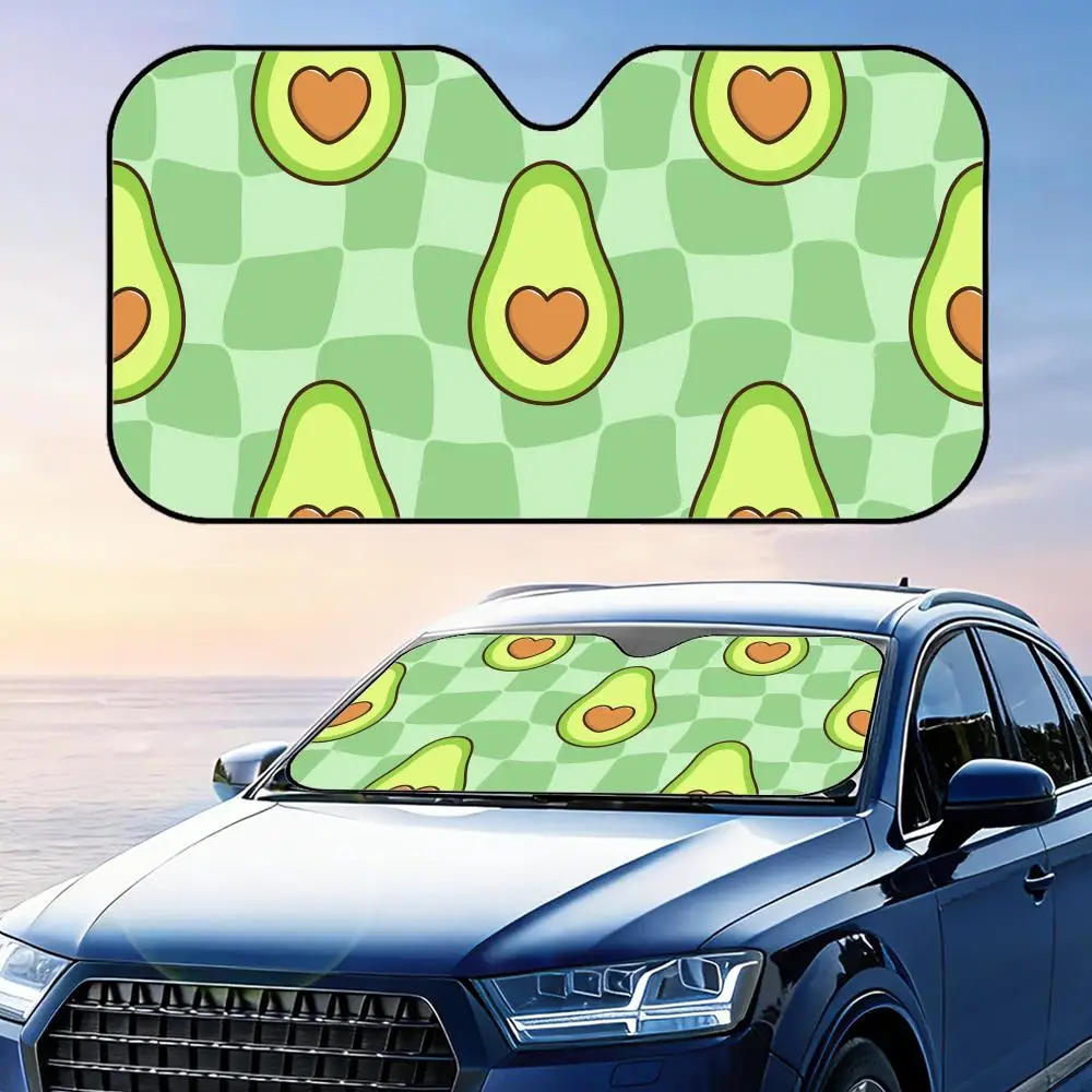 Avocado Pattern Sun Visor Foldable Car Windshield Sun Shade UV Protection Reflective Heat Insulation Reusable Cover