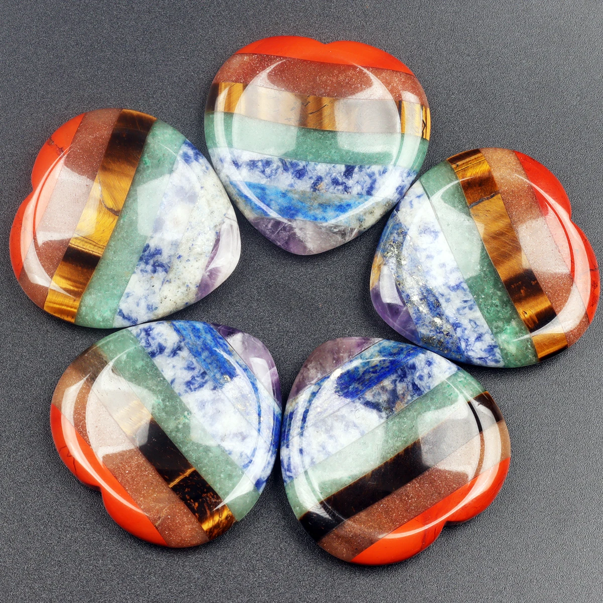 الجملة 7 ألوان شقرا تقلق حجر الجمشت روز Thumbstone جيب هدية التأمل البيضاوي كريستال حيوية طبيعية حجر النخيل #5