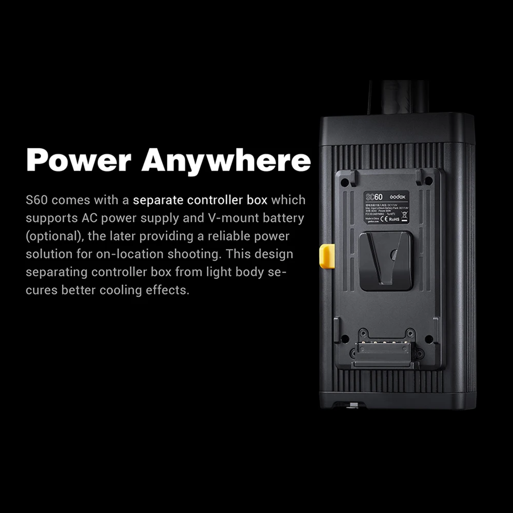 Godox With Barn Door for Professional Photography S60 60W Focusing LED Photography Continuous adjustable Light Spotlight