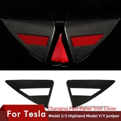 Real Carbon Fiber for Tesla Model 3 Model Y Juniper 2021-2025 Car Charging Port Panel Trim Sticker Car Retrofitting Accessories