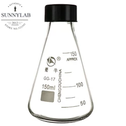 1pc lab 50ml to 1000ml borosilicate glass conical flask Triangle  flask with black cap for laboratory experiment