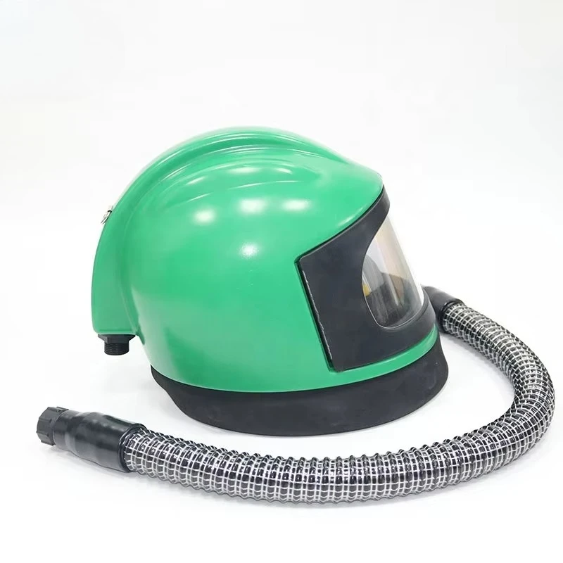 Green Sandblasting Helmet Protective Sandblasting Cap for Industrial Sandblast Work