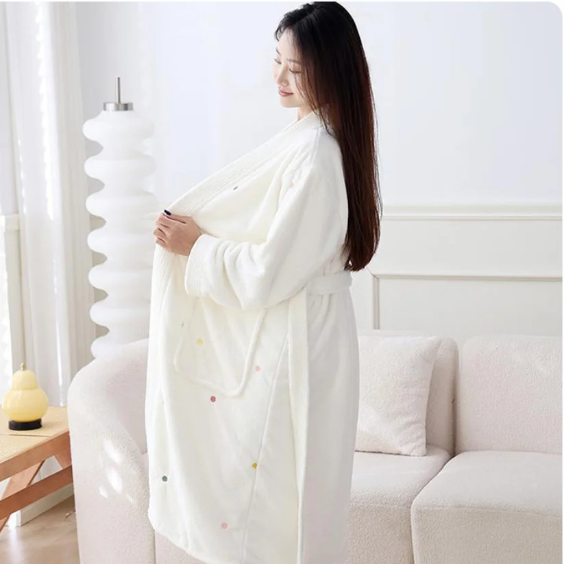 Accappatoio da donna nuovo stile autunno e inverno accappatoio in pile corallo pigiama da coppia set sveglia yukata