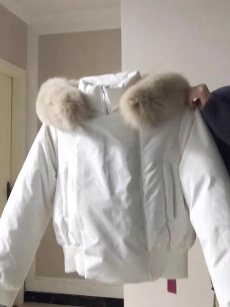 Veste bouffante courte à capuche blanche pour femme, manteaux chauds épais, épais, Design de mode Harajuku, vêtements décontractés, nouvelle collection hiver 2025, Y2k