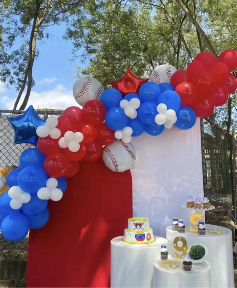 Pokrowce na tło z łukiem baseballowym w paski dla przyjęcia urodzinowe motyw sportowy, rekwizyty do dekoracji fotografii noworodka