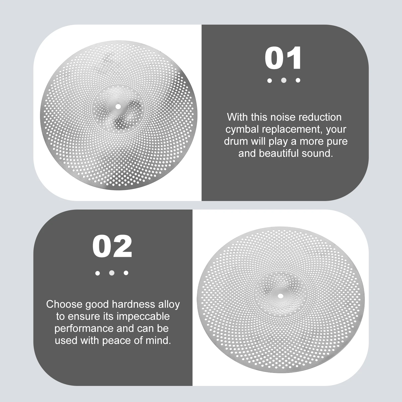 الصنج الصامت 14 بوصة سميكة تحطم الصنج لمجموعة الحد من الضوضاء سبيكة طبل ملحق رمادي اللون طبلة موسيقى الجاز جزء