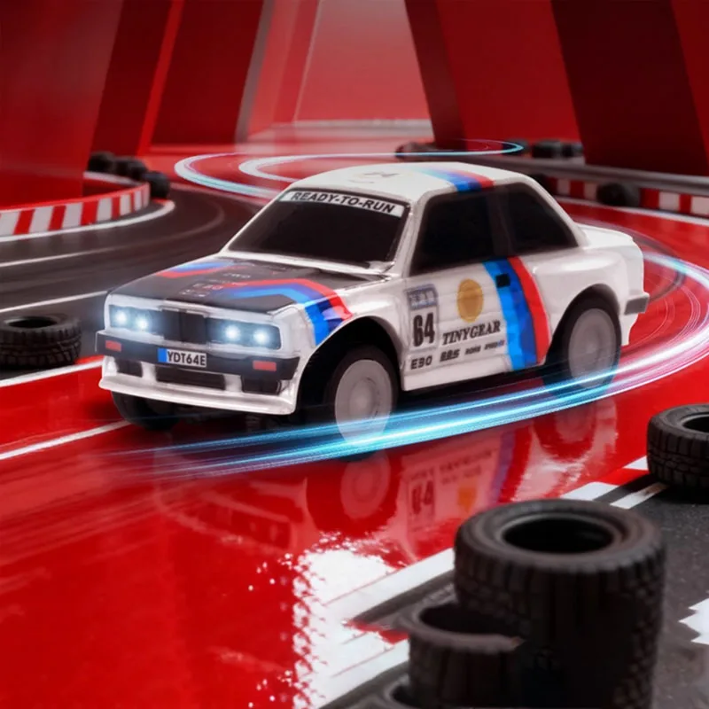 HSP TinyGear 1/64 Mini voiture télécommandée RC Simulation de bureau roue motrice arrière voiture de course plat course compétition jouet