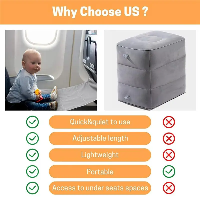 WOWFU-Toddler Airplane Travel Bed Toddler Airplane Travel Bed Polyester For Kids, Kids Airplane Travel Essentials, Grey