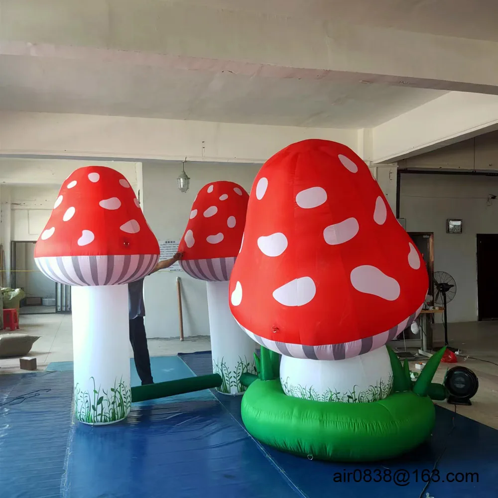 New Inflatable Mushroom Model With Led Lights Artificial Inflatable Mushroom Plant Balloon Blow Up Flower For Outdoor Decoration