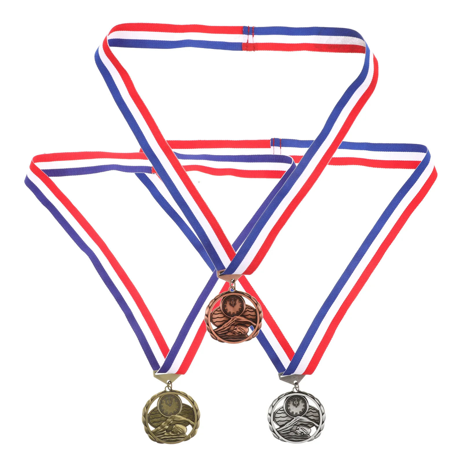 

3pcs Swimming Medals Zinc Alloy Awards Sports Competition Party Child Model Kit Ancient Colors Student Recognition