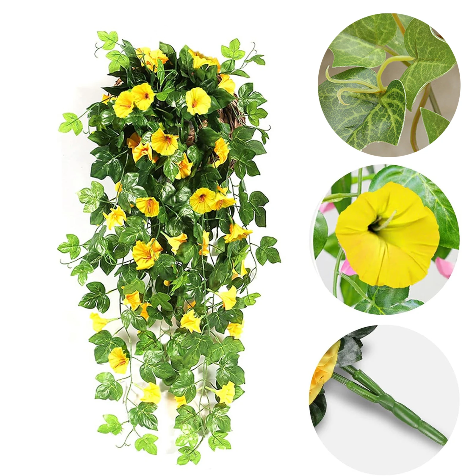 Artificial Petunias Flowers, 26 Inch Morning glory Hanging, Faux Flowers, Lifelike Flowers, balcony Garden  Outdoor Indoor,Decor