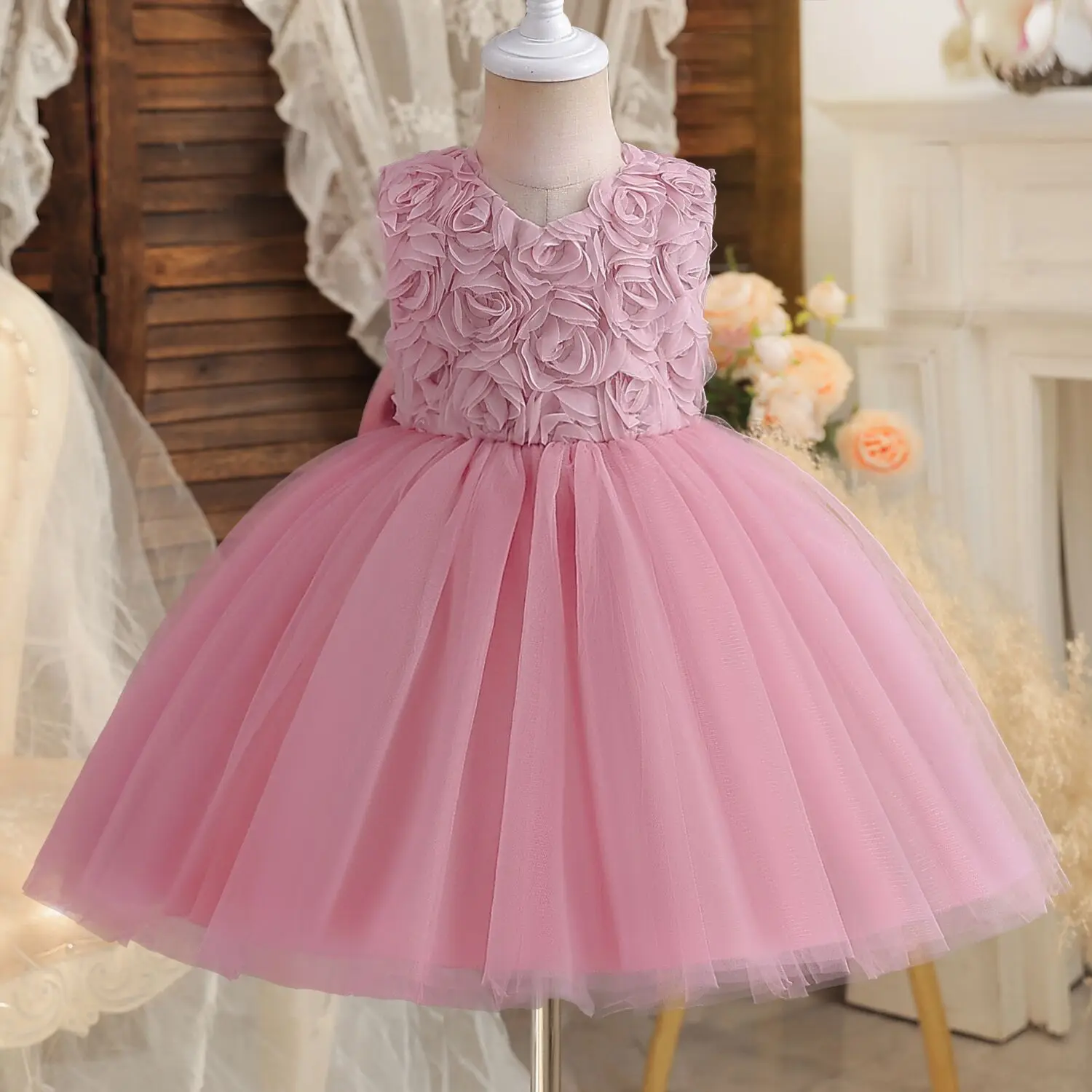 Elegant Princess Party Dress Flower Girl Dresses for Wedding Toddler 1st Birthdap Christening Dress Newborn Christmas Prom Gown