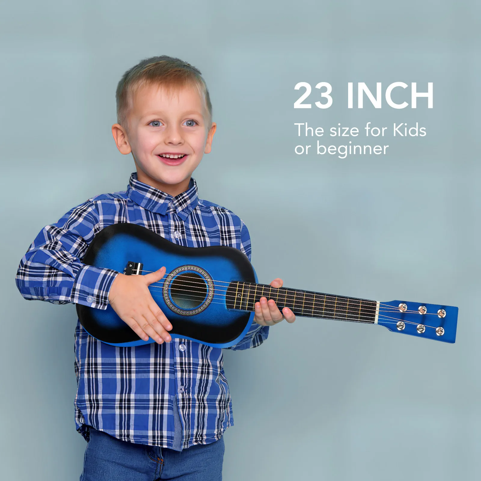 23 Inch Folk Acoustic Guitar Beginner Music Instrument 6-String Basswood Wear-Resistant Guitar for Learning Gift