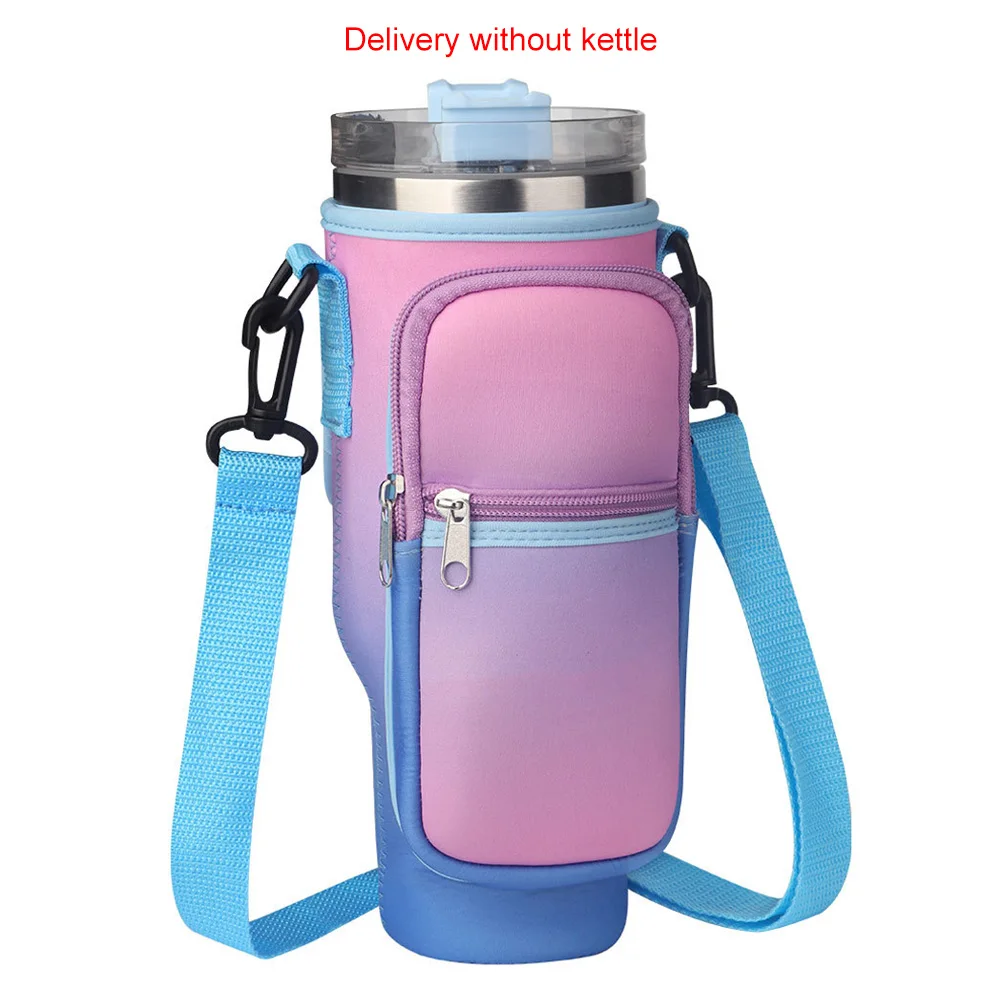 Portable Water Bottle Carrier Bag with Phone Pocket for Stanley 40oz Tumbler with Handle Neoprene Water Bottle Holder Pouch image 5