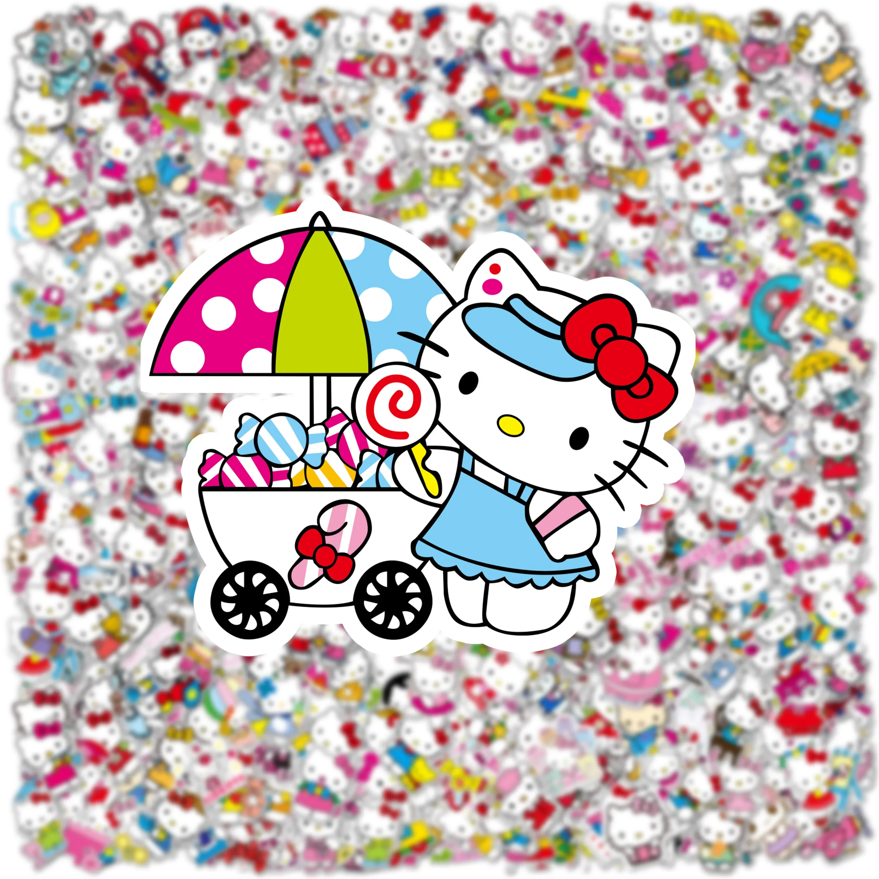 100 pièces mignon Hello Kitty dessin animé autocollants pour ordinateur portable coque de téléphone Scrapbook guitare Kawaii Anime Sanrio autocollant étanche jouets