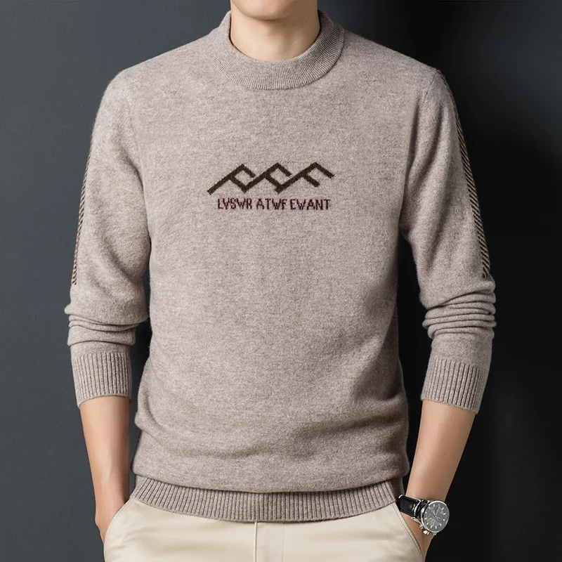 

spring, Round and neck autumn sweater men's winter thin Korean Jacquard 200 pure sweater fashion casual knitting base.
