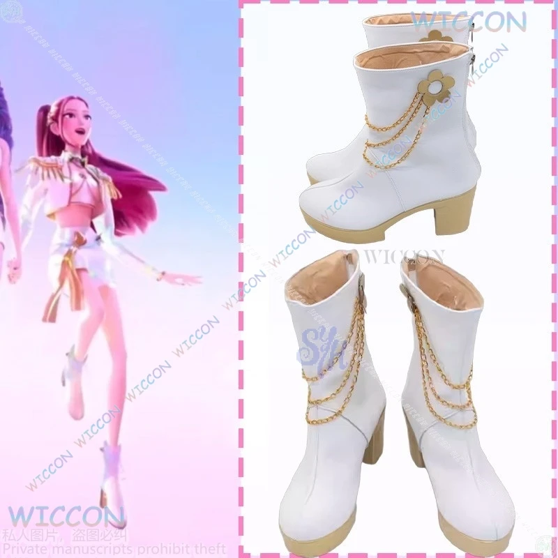 

Anime Movie Kpop Demon Cosplay Huntrix Korea Girls Groups Idol Mira Golden Stage White Booties Sexy Shoes Halloween Christmas