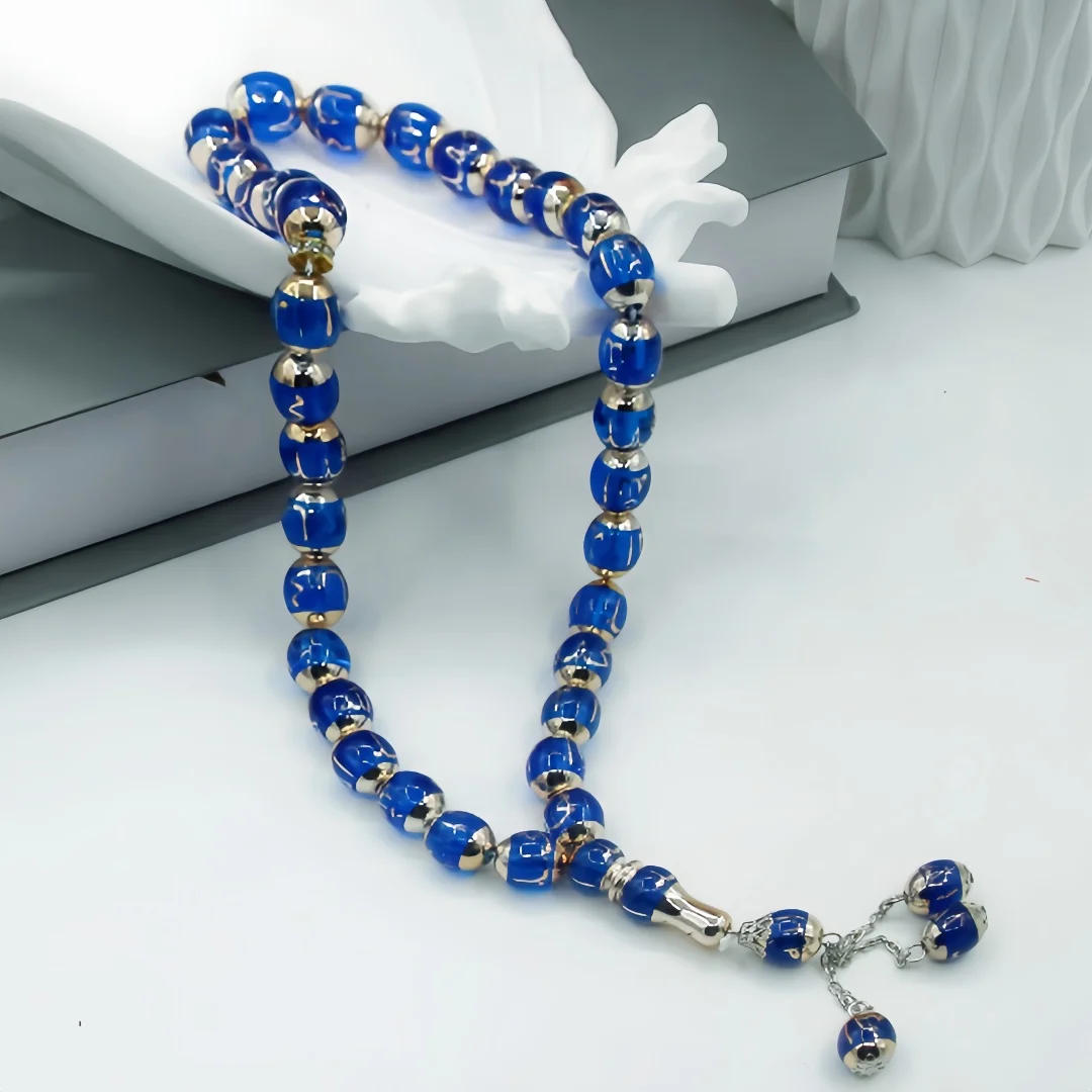 12mm 33 Beads Muslim Prayer Beads Unisex Muslim Prayer Beads Words Rosary Worship Supplies Accessory Religious Rosary Decor view 3