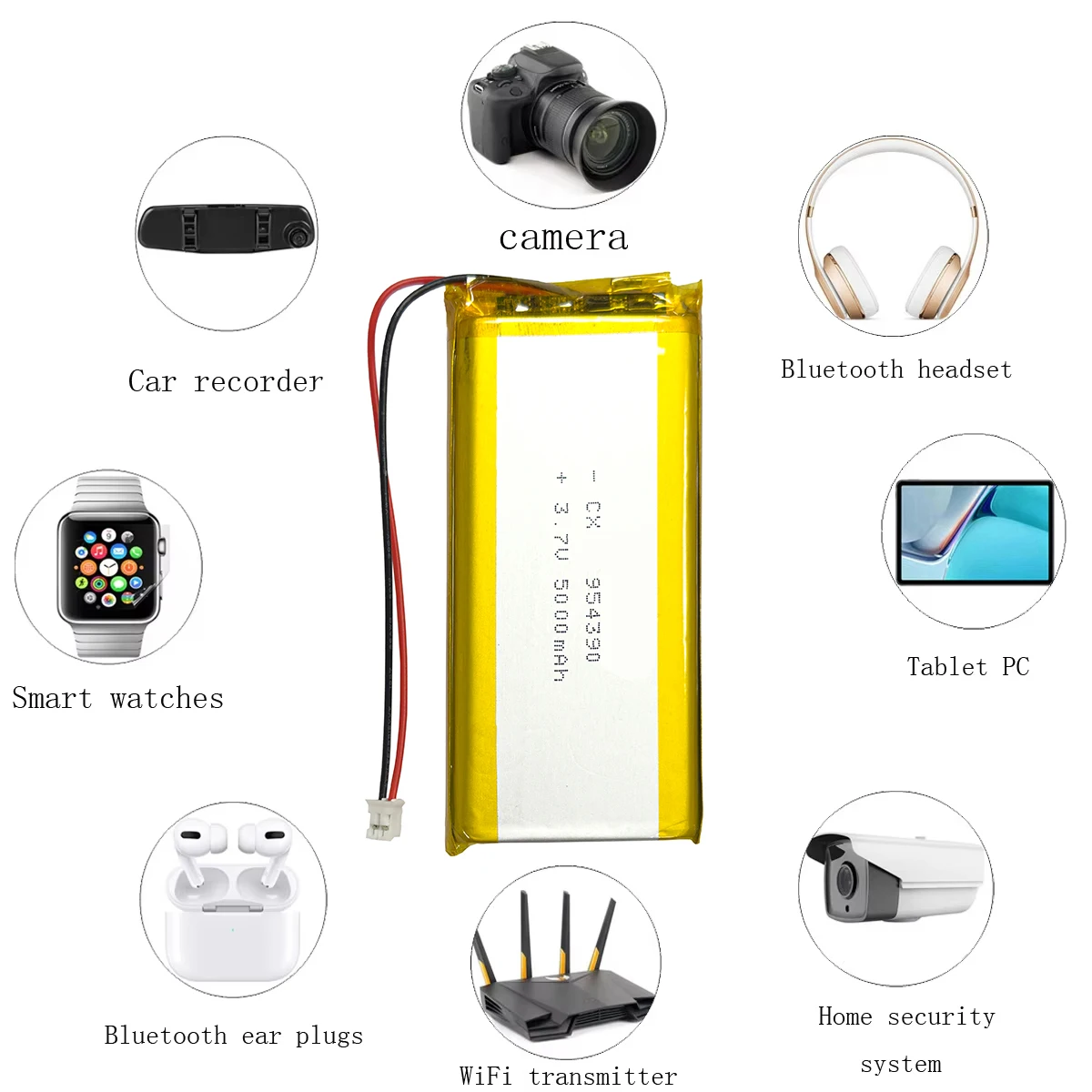 5000mAh 3.7V 954390 Lithium Polymer I Ion Rechargeable Battery for Air Purifier Handheld Beauty Instrument GPS tracker