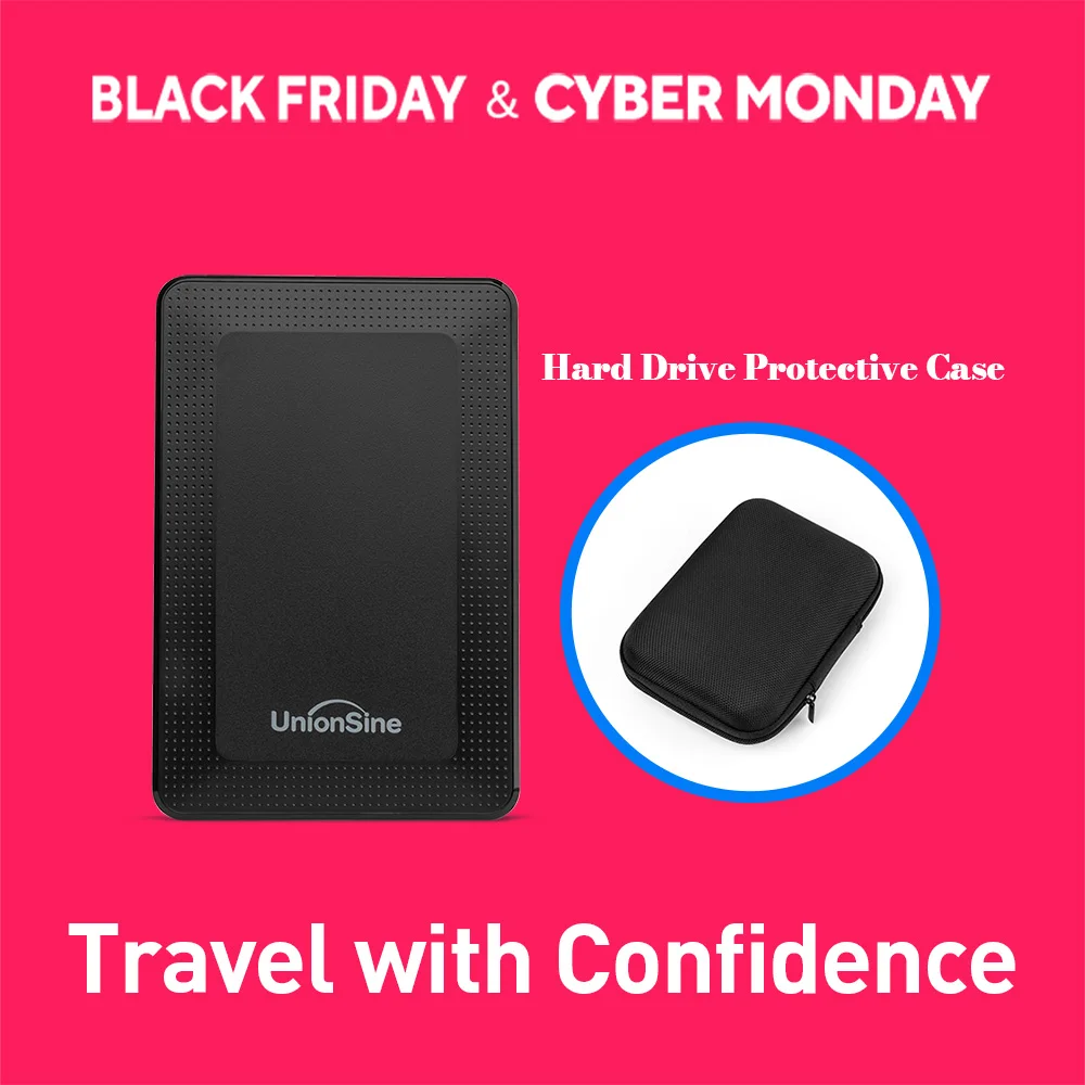 

UnionSine Внешний Жесткий Диск 1ТБ - USB 3.0 HDD для Путешествий (Файлы/Фото/PS4/PS5) | Защитный Чехол с Молнией в Подарок | Совместим с PC, Mac, Xbox и Smart TV