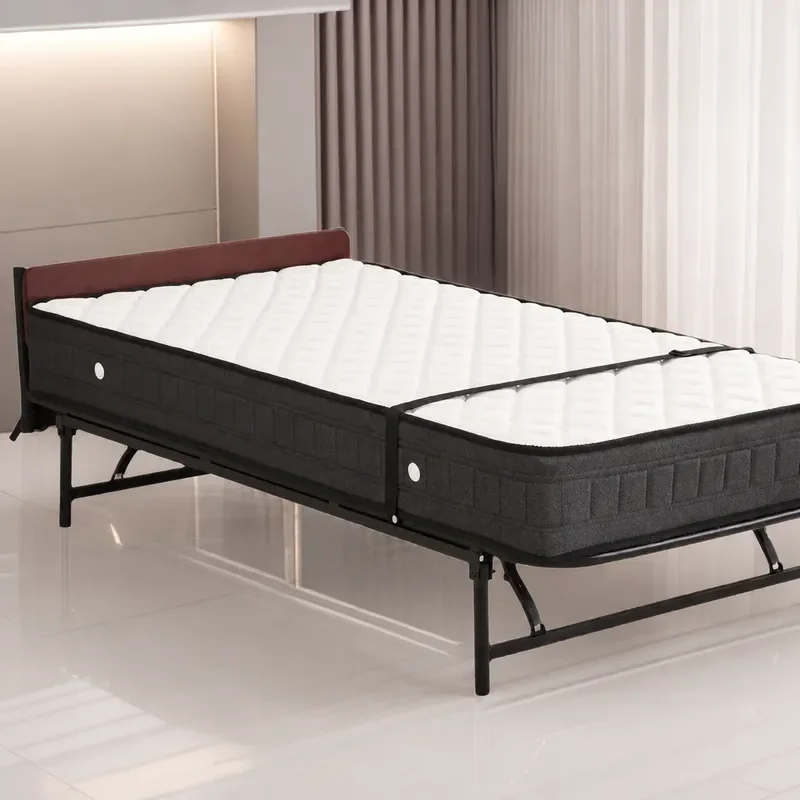 1m Upright Foldable Single Metal Bed for Household Hotel Room Temporary Use Lunch Break Removable Extra Sleeping Cot