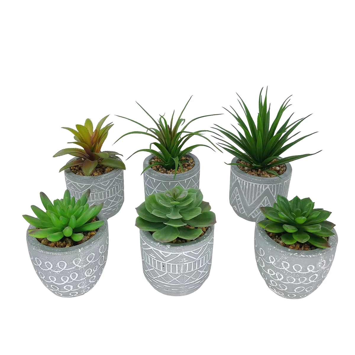 Artificial Plants Multiple Types Succulents Plant With Creative Cement Pots Home Decor Office Bathroom Tabletop Ornaments Potted