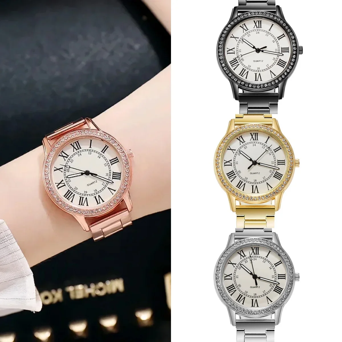 Reloj de cuarzo luminoso de cristal informal de marca de lujo Geneva, relojes de pulsera de acero inoxidable para Mujer, Reloj femenino