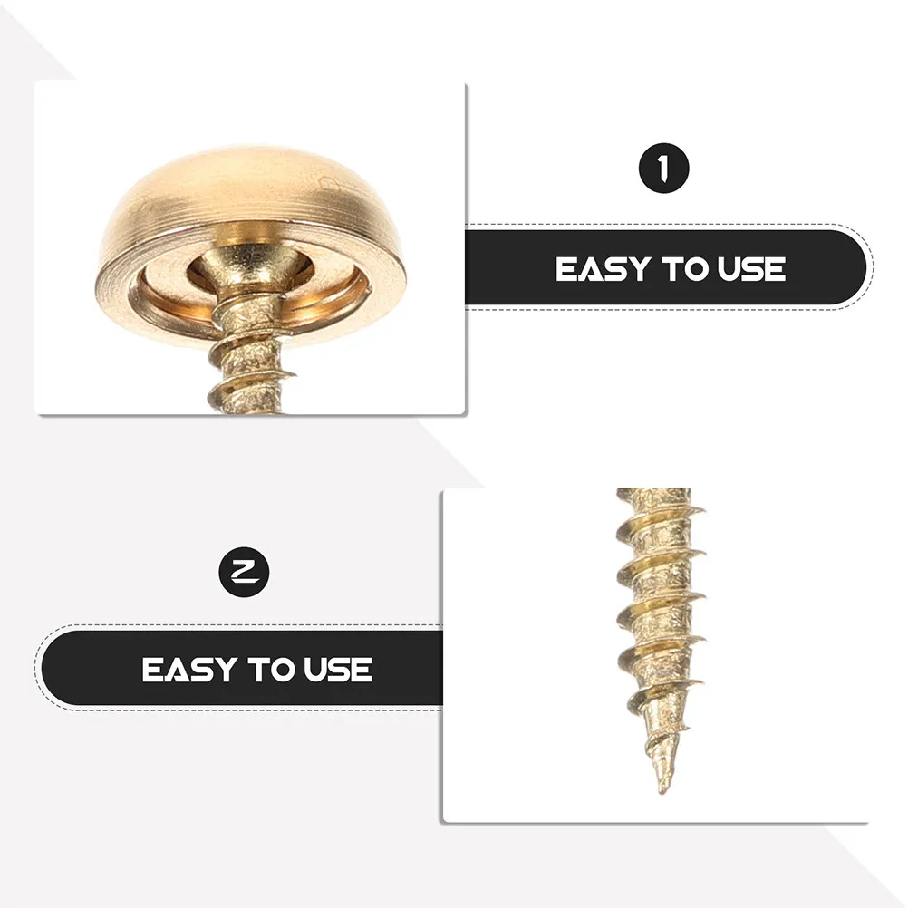 8pcs Mirror Screws Fastener Self-tapping Screws multiuse Brass Hardware Decorate Caps Screw Crafts Fasteners Nails home ornament