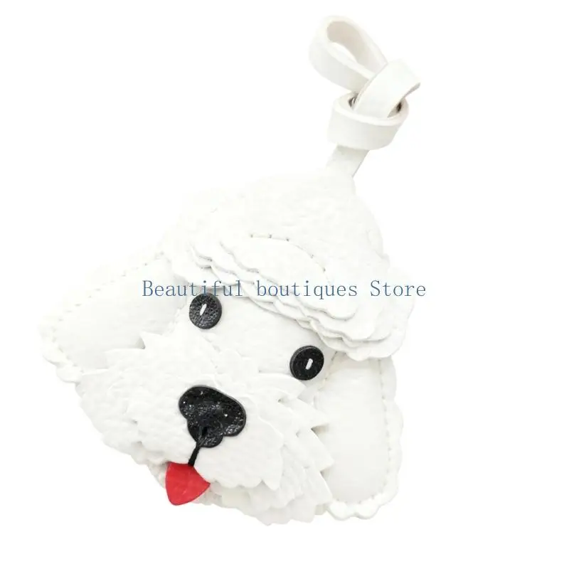 U4LF Lovely Dog Design Keychain For Keys Bags Car Decoration Soft PU Leather Keyring Fashionable Accessory Gift