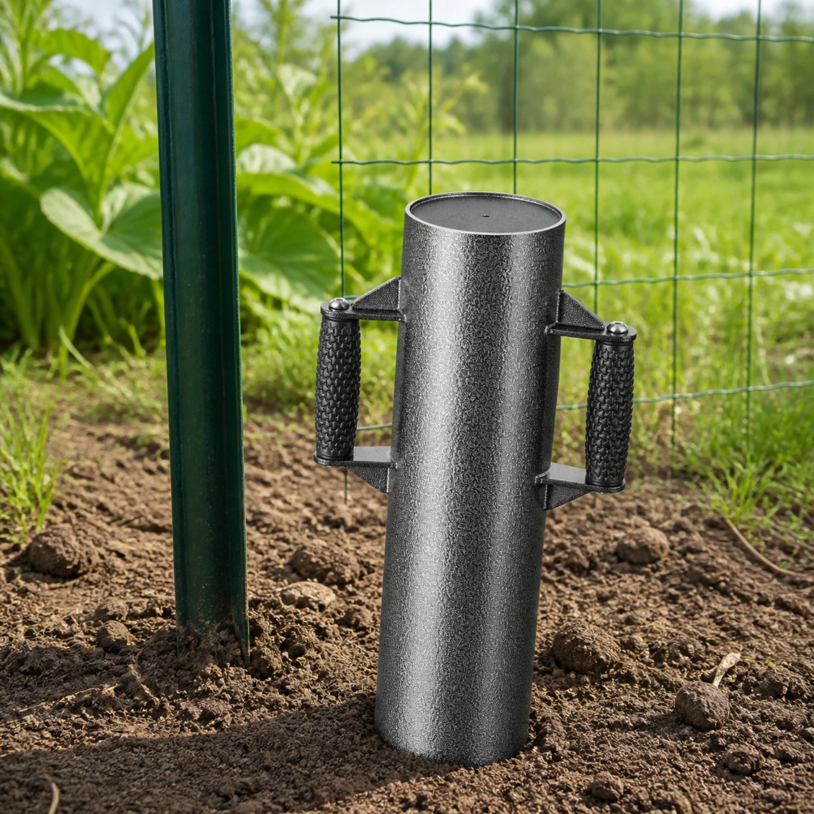 T-Shaped Fence Post Driver Sturdy Steel Post Driver with Side Handles Easy to Use Rust Resistant for Farmers, Farms, Ranches